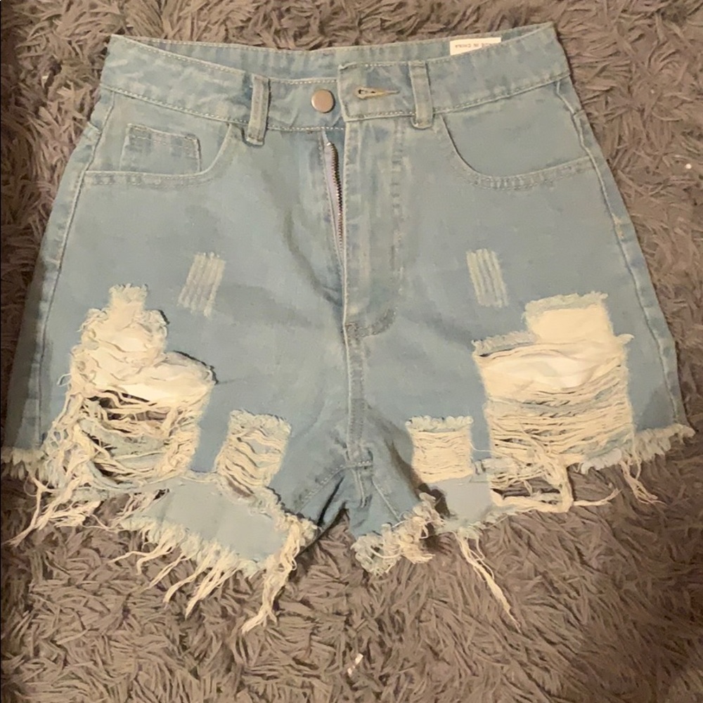 light wash denim shorts